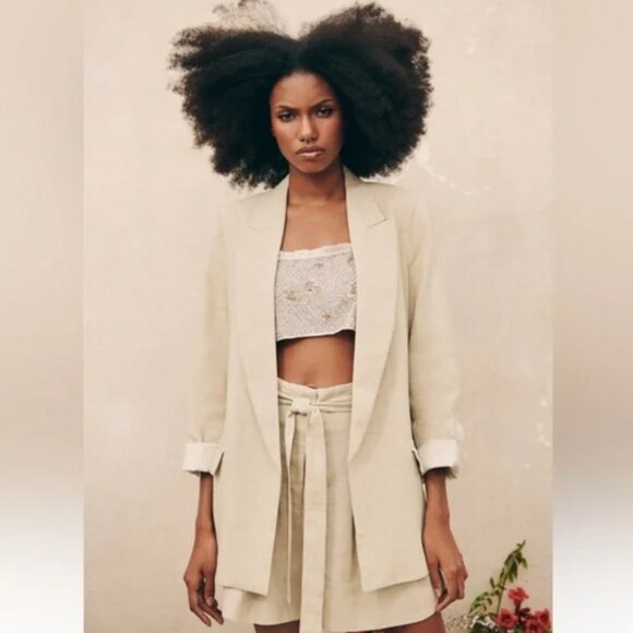 Zara Linen Blazer with Roll up Sleeves - Picture 3 of 11